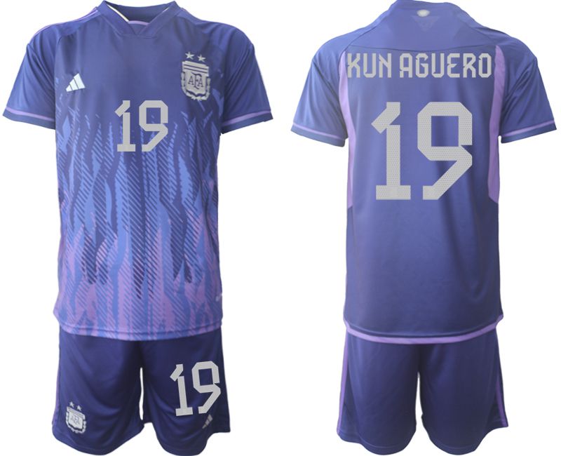 Men 2022 World Cup National Team Argentina away purple #19 Soccer Jersey